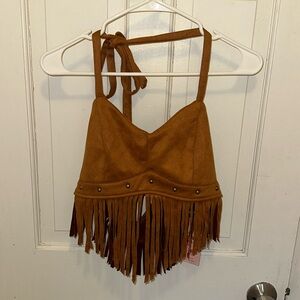Brand new SHEIN brown fringe crop top.